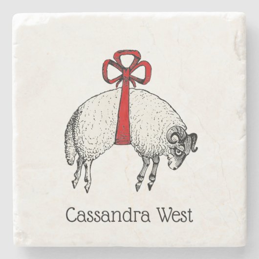 Heraldic Banded Fleece Ram Sheep Wappen Emblem Steinuntersetzer (Vorderseite)