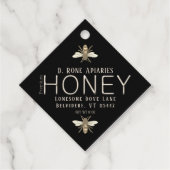 Heraldic Bee Black Honey mit Metallic Gold Text Geschenkanhänger (Vorderseite)