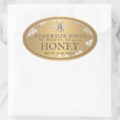 Heraldic Bee Metallic Gold Honey Label Oval Ovaler Aufkleber (Tasche)