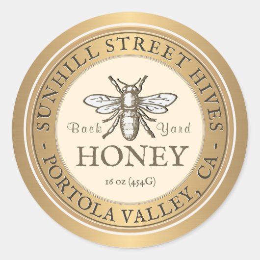 Heraldic Bee Metallic Gold & Ivory Honey Sticker (Vorderseite)