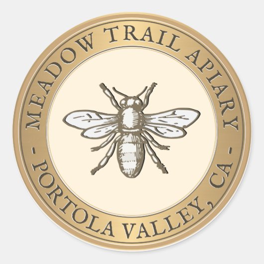 Heraldic Bee Metallic Gold & Ivory Sticker (Vorderseite)