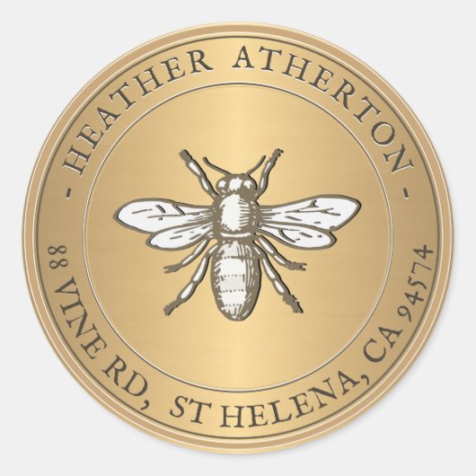 Heraldic Bee Metallic Gold Umschlag Aufkleber (Vorderseite)