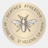 Heraldic Bee Metallic Gold Umschlag Aufkleber (Vorderseite)