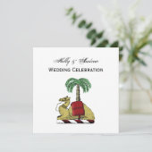 Heraldic Camel Palm Tree Color Coat of Arms Einladung (Stehend Vorderseite)