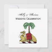 Heraldic Camel Palm Tree Color Coat of Arms Einladung (Vorderseite)