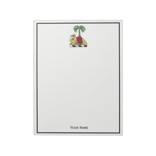 Heraldic Camel Palm Tree Color Coat of Arms Notizblock (Rotiert)