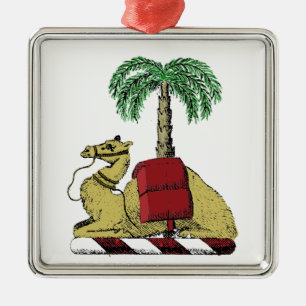 Heraldic Camel Palm Tree Color Coat of Arms Ornament Aus Metall