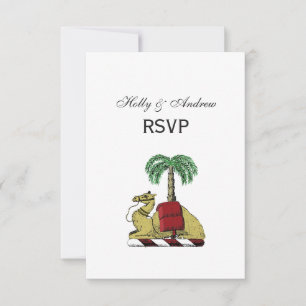 Heraldic Camel Palm Tree Color Coat of Arms RSVP Karte