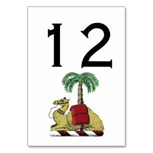 Heraldic Camel Palm Tree Color Coat of Arms Tischnummer