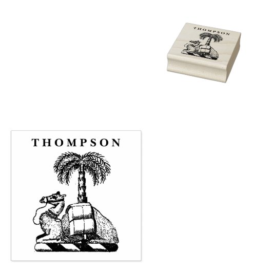 Heraldic Camel Palm Tree Farbname Gummistempel (Stempel)