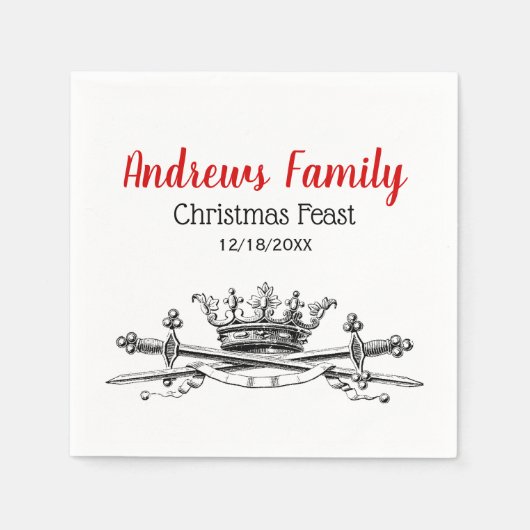 Heraldic Crown Crossed Schwerter Säbelfest Weihnac Serviette (Vorderseite)
