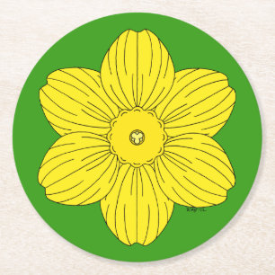 Heraldic Daffodil Runder Pappuntersetzer