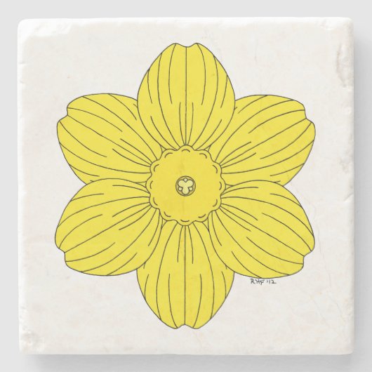 Heraldic Daffodil Steinuntersetzer (Vorderseite)
