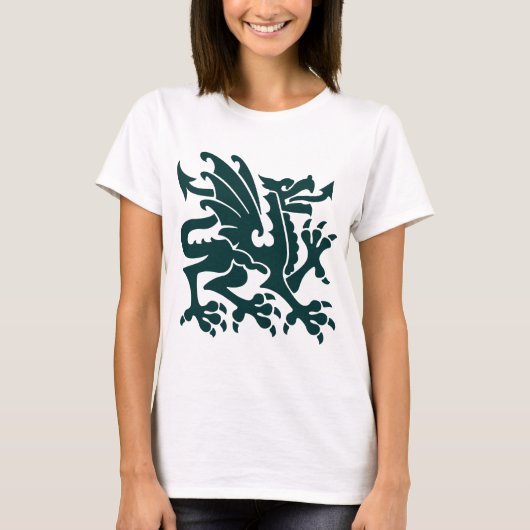 Heraldic Dragon 01 - Dunkelgrün T-Shirt (Vorderseite)