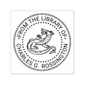 Heraldic Dragon Round Library Name Permastempel (Design)