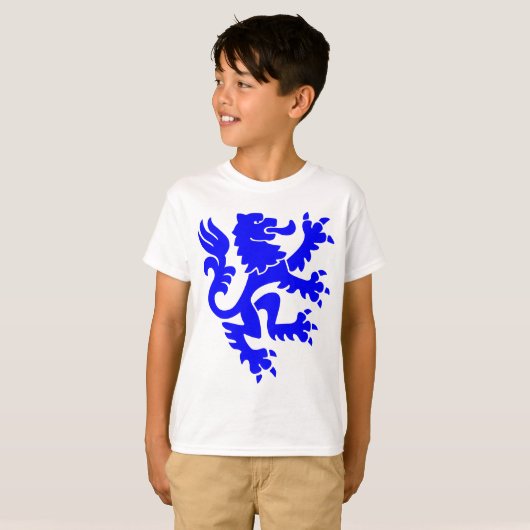 Heraldic Lion 01 - Blau T-Shirt (Vorne ganz)