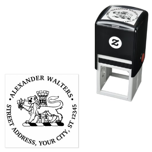 Heraldic Lion Lilie Burg Runde Rede Permastempel (Beispiel)