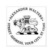 Heraldic Lion Lilie Burg Runde Rede Permastempel (Design)