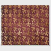 Heraldic Lion Royal Golden Red Velvet Geschenkpapier (Flach)