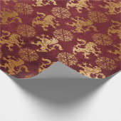 Heraldic Lion Royal Golden Red Velvet Geschenkpapier (Ecke)