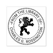 Heraldic Lion Stehend Round Library Name Permastempel (Design)