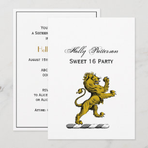 Heraldic Lion Stehendes Wappen Emblem C Einladung
