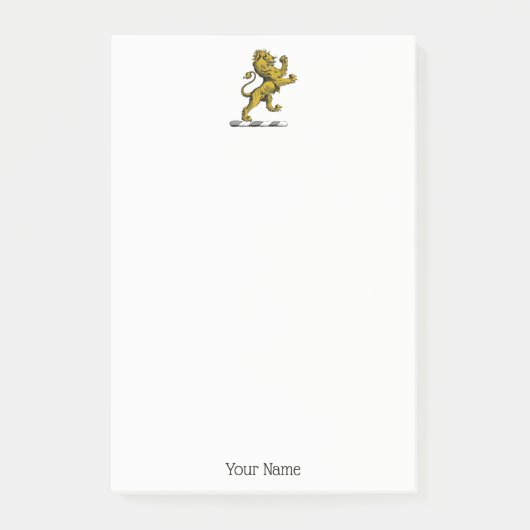 Heraldic Lion Stehendes Wappen Emblem C Post-it Klebezettel (Vorderseite)