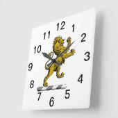 Heraldic Lion Stehendes Wappen Emblem C Quadratische Wanduhr (Winkel)