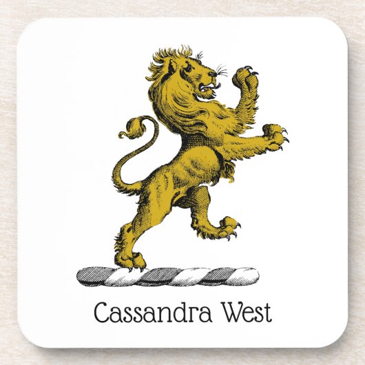 Heraldic Lion Stehendes Wappen Emblem C Untersetzer (Vorderseite)