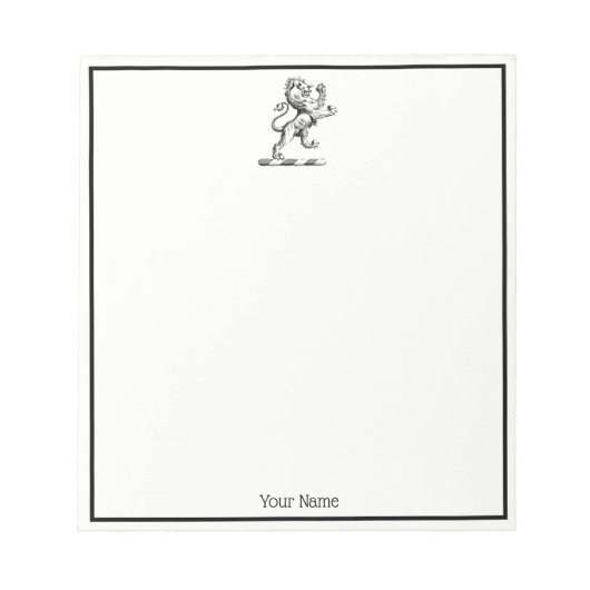 Heraldic Lion Stehendes Wappen Emblem Notizblock (Vorderseite)