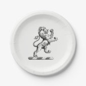 Heraldic Lion Stehendes Wappen Emblem Pappteller (Vorderseite)