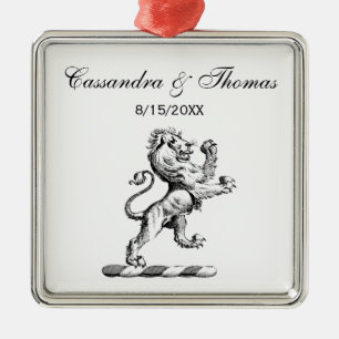 Heraldic Lion Stehendes Wappen Emblem Silbernes Ornament