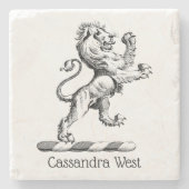 Heraldic Lion Stehendes Wappen Emblem Steinuntersetzer (Vorderseite)