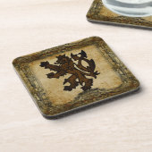 Heraldic Rampant Lion Custom Getränkeuntersetzer (Linke Seite)