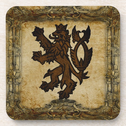 Heraldic Rampant Lion Custom Getränkeuntersetzer (Vorderseite)