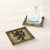 Heraldic Rampant Lion Custom Glasuntersetzer (Schrägansicht)