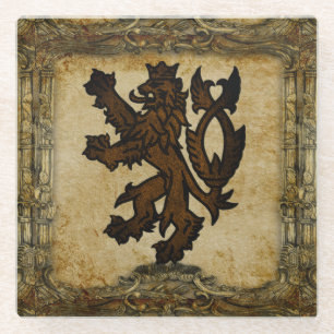 Heraldic Rampant Lion Custom Glasuntersetzer