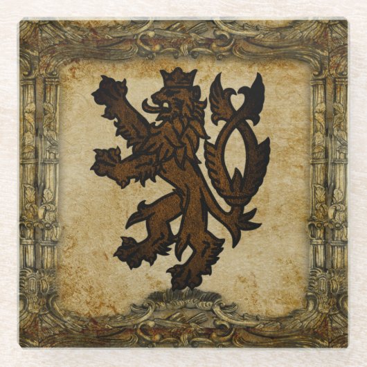 Heraldic Rampant Lion Custom Glasuntersetzer (Vorderseite)