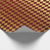 Heraldic Royal Diamond Cut Golden Red Velvet Geschenkpapier (Ecke)