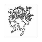 Heraldic Unicorn Briefmarke 2,5 x 2,5" Gummistempel (Prägung)
