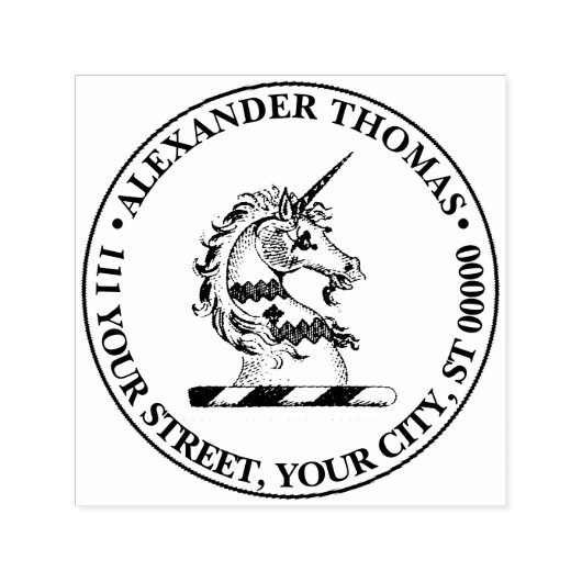 Heraldic Unicorn Head Coat of Arms Emblem Permastempel (Design)