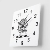 Heraldic Unicorn Head Coat of Arms Emblem Quadratische Wanduhr (Winkel)