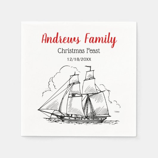 Heraldic Vintag Nautical Clipper Ship #2 Wappen Serviette (Vorderseite)