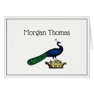 Heraldic Vintag Stylized Peacock auf Kronen C