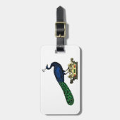 Heraldic Vintag Stylized Peacock auf Kronen C Gepäckanhänger (Vorderseite vertikal)