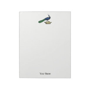 Heraldic Vintag Stylized Peacock auf Kronen C Notizblock