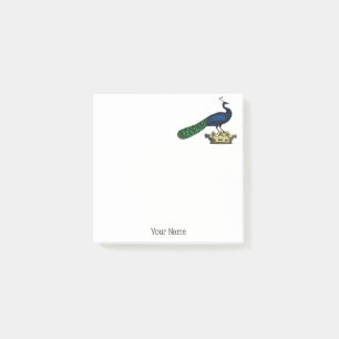 Heraldic Vintag Stylized Peacock auf Kronen C Post-it Klebezettel