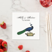 Heraldic Vintag Stylized Peacock auf Kronen C Serviette (Beispiel)