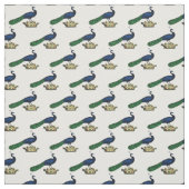 Heraldic Vintag Stylized Peacock auf Kronen C Stoff (Muster)