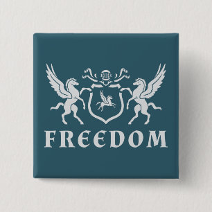 Heraldic White Pegasus Button